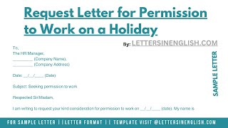 Request Letter For Permission To Work On A Holiday [upl. by Iny]