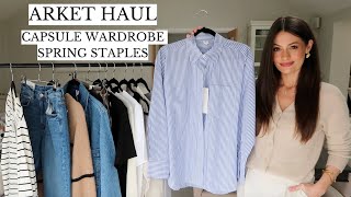 ARKET NEW IN HAUL  SPRING CAPSULE WARDROBE STAPLES [upl. by Fatsug]