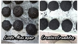 COLLABORATION 45  Black Sand Balls Shape Making  littleminiasmr X CreativeCrumbles [upl. by Ahseia]