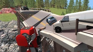 Collapsing Bridge Pileup Crashes 10  BeamNGdrive [upl. by Devaney]