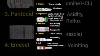 Most Common Injections Names And Uses shorts injection [upl. by Nodanrb]