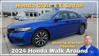 2024 Honda Civic EX Sedan Walkaround Standard Features [upl. by Giordano]