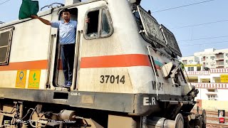 First day First show of First Electric Loco WAP 7 37014 HWH for Train 12489 BKN DDR 01102024 [upl. by Prudy830]