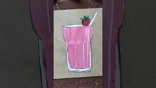 Painting glass of strawberry 🍓 shake 😄 painting art youtubeshorts viral viralshorts [upl. by Thorr]