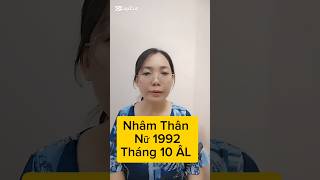 tuổi Nhâm Thân 1992 Nữ mệnh tháng 10 ÂL 2024 [upl. by Zebadiah124]