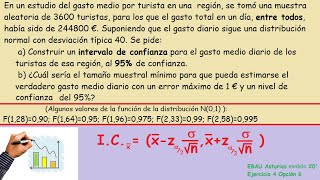 Estadística EBAU Asturias CCSS modelo examen 2020 B4 IC media [upl. by Hedaza]
