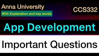 App Development  Important Questions  Anna University  Tamil [upl. by Assilat62]