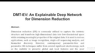 DMT EV An Explainable Deep Network for Dimension Reduction [upl. by Pavyer]