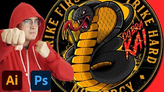 Tutorial completo en Adobe Illustrator amp Photoshop  COBRA KAI 2021 [upl. by Zoa526]