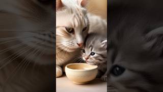 kitten cat and her mother are feedingcat kitten cute [upl. by Odysseus474]