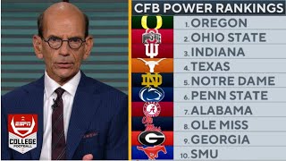 ESPN quotbreaks downquot CFB Power Rankings Week 13 1Oregon 2Ohio State 3Indiana  17Colorado [upl. by Werdnael885]