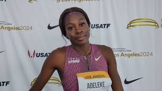 Rhasidat Adeleke after finishing 4th at LA Grand Prix in 2245 [upl. by Eastlake421]