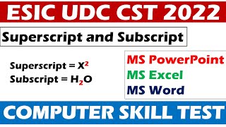 Superscript and Subscript Shortcut key  ESIC UDC CST 2022 [upl. by Krever]