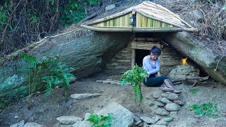 Camp despite heavy rain  Bushcraft wilderness survival shelter [upl. by Dart960]