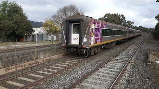 Up loco hauled Shepparton pass departs Tallarook 210pm 12 June 2022 [upl. by Trah]