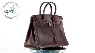 Hermes Birkin 35 cm Evergrain Leather Handbag Tote Bag Palladium Havanne Brown [upl. by Charley]