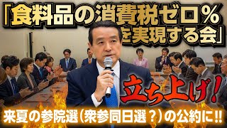 「食料品の消費税ゼロ％を実現する会」立ち上げ！･･･来夏の参院選（衆参同日選？）の公約に！！ [upl. by Onibas]