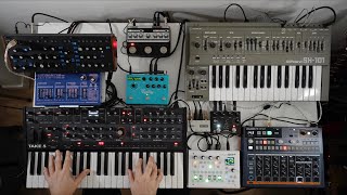 Hypnotic jam with Sequential Take 5 Midicake ARP Dreadbox Nymphes Roland SH101 DrumBrute Impact [upl. by Riva]