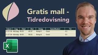 Excel  Tidredovisning  GRATIS mall för att hålla koll på tiden [upl. by Muller640]