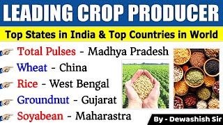 Top Crops Producing State In India  Top States amp Countries  महत्वपूर्ण फसल उद्पादक  Dewashish Sir [upl. by Ellehciram2]