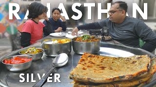 Rajasthani Food Bejar Roti Aloo Pyaaz Boondi Raita in Mahaveer Rabri Bhandar Jaipur [upl. by Eirolam]