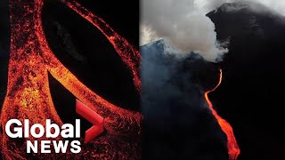 Lava rivers flow down Guatemalas Pacaya volcano [upl. by Cupo]