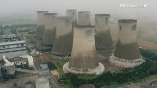 Watch the moment Eggborough cooling towers are demolished [upl. by Ainnos]