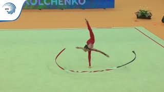 Vlada NIKOLCHENKO UKR  2018 Rhythmic Europeans all around final ribbon [upl. by Garges]