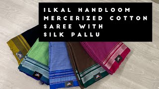 Ilkal Handloom Mercerized Cotton Saree with Silk Pallu  Shop on wwwfabkin [upl. by Cormac]