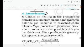 isomerization reaction of normal alkanes from grade 11 NCERT book [upl. by Wayland]