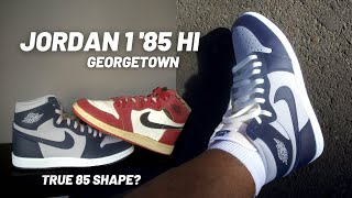 Jordan 1 Hi 85 College Navy Georgetown  review amp on feet [upl. by Nnylassej]