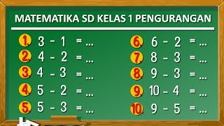 MATEMATIKA SD KELAS 1 PENGURANGAN [upl. by Wolcott785]