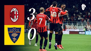 Morata Theo amp Pulisic  3 Goals in 5 minutes  AC Milan 30 Lecce  Serie A Highlights [upl. by Ayanej604]