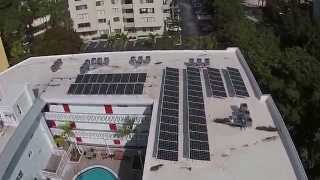 Marriott Residence Inn Coconut Grove Miami  solar installation flyover [upl. by Schwing365]