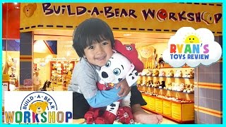 Ryan ToysReviews First Build A Bear Workshop with Paw Patrol Chase and Marshall [upl. by Down573]