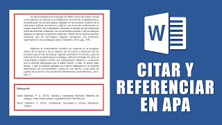 Como Citar Y Referenciar de Forma Automática en Word  Normas APA [upl. by Enram]