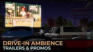 DriveIn Movie Theater Ambience  Nostalgic Screen Mix  Movie Trailers  Intermission Ads [upl. by Elum744]