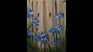 Summer Flowers on the Fence Step by Step Acrylic Painting on Canvas for Beginners [upl. by Cecile]