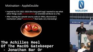 The Achilles Heel Of The macOS Gatekeeper by Jonathan Bar Or  Nullcon Berlin 2023 [upl. by Tlevesor]