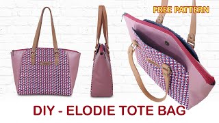 DIY  ELODIE TOTE BAG  How to sew handbag  Cara membuat tas jinjing handmade [upl. by Jaquelyn]