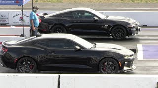 2019 Mustang GT vs Camaro SS and vs 2017 Mustang  drag race [upl. by Trahern804]