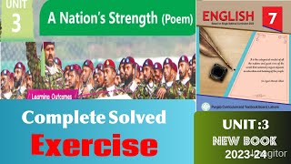 A Nations Strength  Poem  Exercise Lesson No 3  Review 1  English Class 7 [upl. by Nicoli]