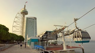 Walking Lisbon Portugal  Park of Nations incl Cable Car Ride [upl. by Spatola]