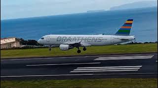 BRAATHENS AIRBUS A320 214 BEAUTIFUL LANDING at Madeira Airport [upl. by Nahtanohj]