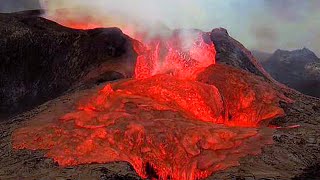 3 HUGE VOLCANO EFFUSIVE ERUPTIONS IN UNIQUE FOOTAGE – Fagradalsfjall Volcano Iceland Description [upl. by Hesta]