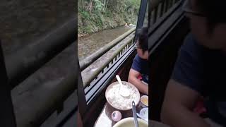 Lunch near natural waterfall flow travel nature nature shorts china [upl. by Georgeanne]