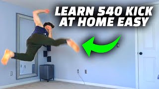 Learn to 540 Kick Easy  Parkour Inside The House Tutorial [upl. by Sugar596]