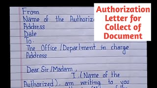 How to Write Authorization Letter for Collect Document  Authorization Letter Sample  Write amp Make [upl. by Akinak806]