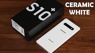 Samsung Galaxy S10 Plus Ceramic White Unboxing FirstTime Setup amp Review [upl. by Nalac]