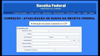 Como corrigir alterar ou atualizar dados incorretos do CPF na Receita Federal pela internet 2024 [upl. by Aliuqehs]